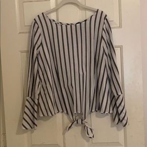 Striped tie front top